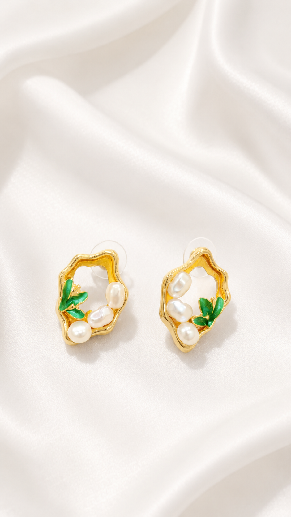 Pearl and Leaf Studs