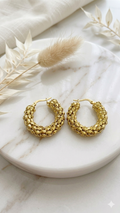 Textured 18k Gold-Plated Hoops