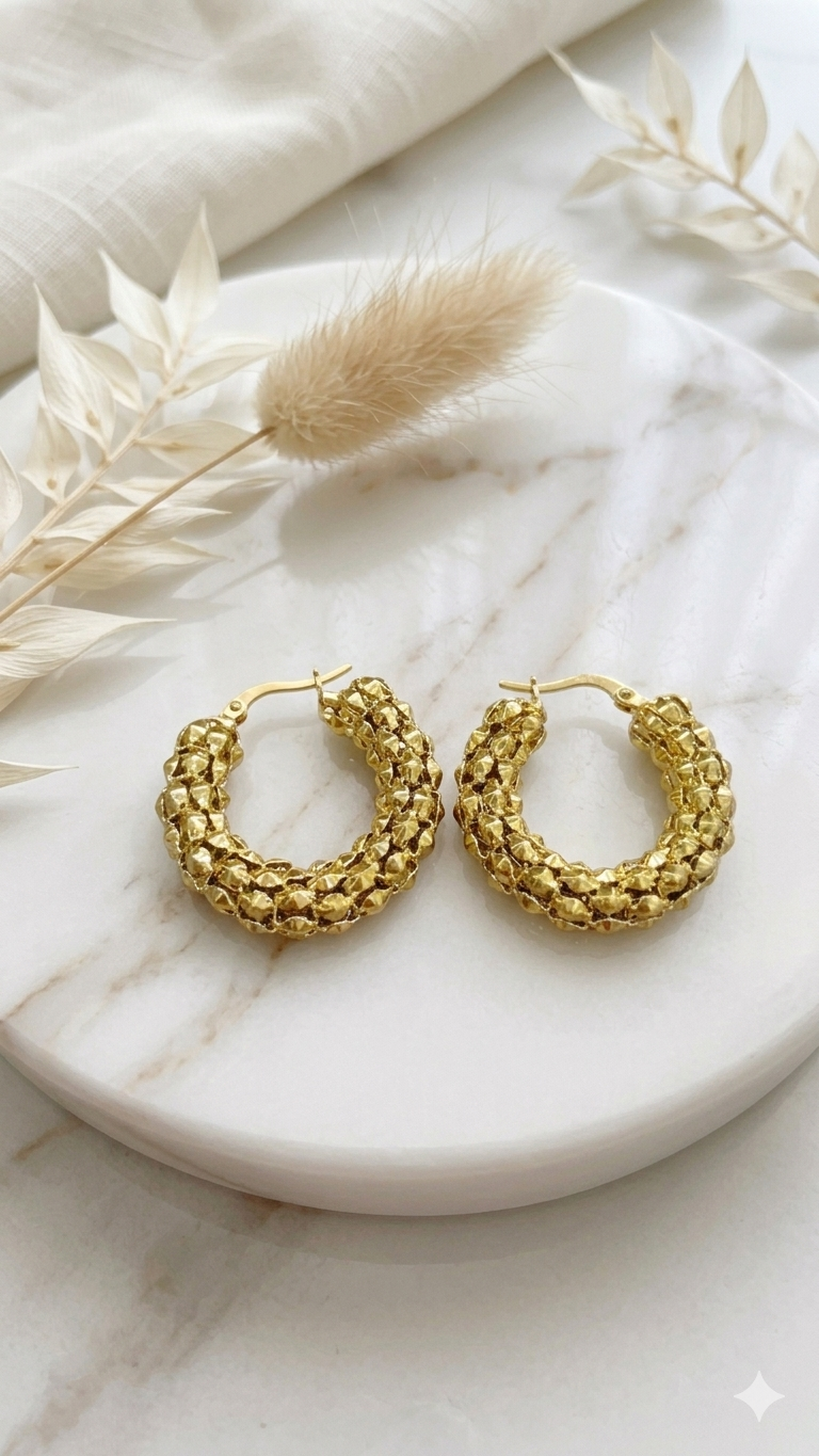 Textured 18k Gold-Plated Hoops