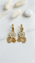 Floral and Clover Charm Drop Earring set