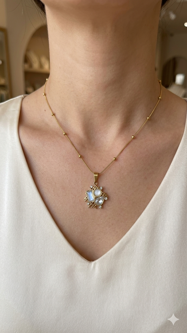 Artisan Stone Mosaic Pendant