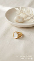 Marble Stone Ring — Stainless Steel, Anti-Tarnish