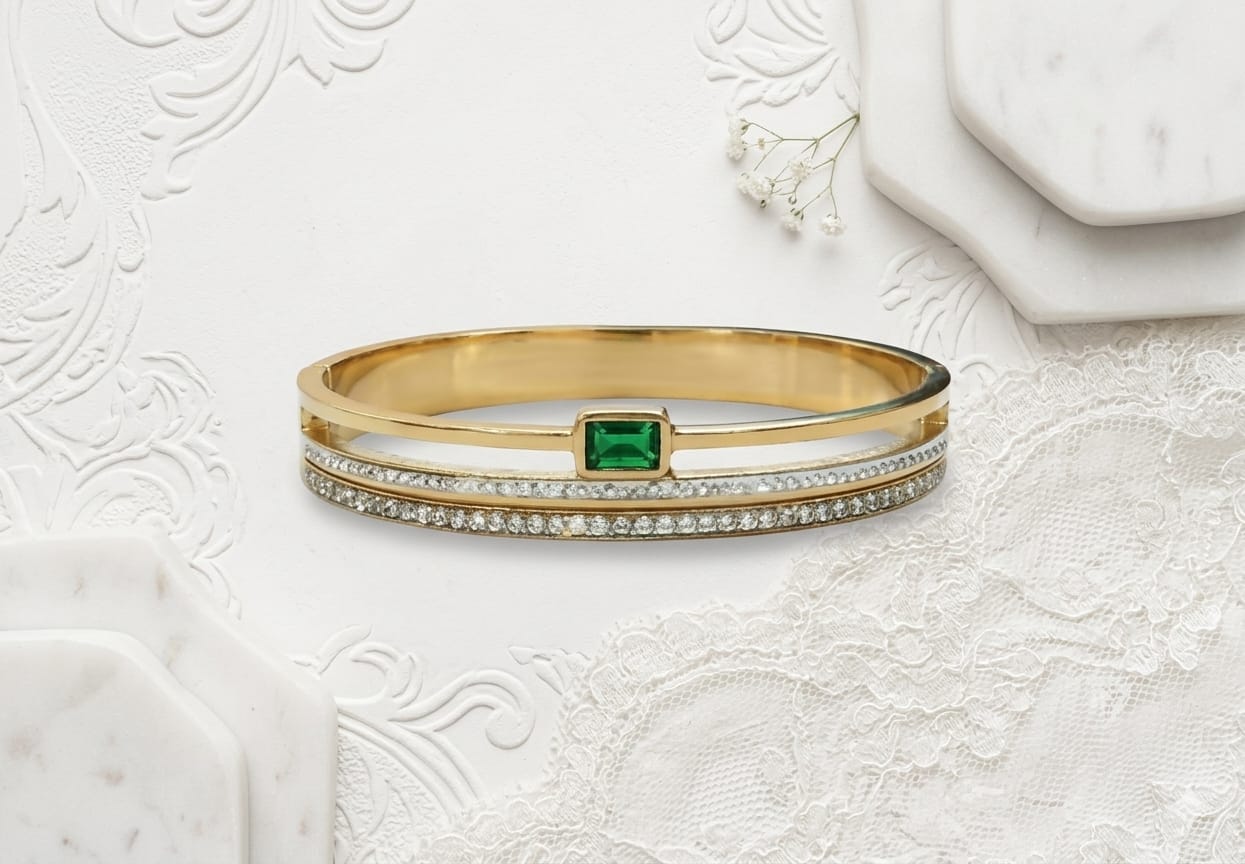 Emerald Luxe Crystal Bar Bracelet