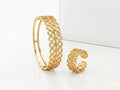 Gold Plated Filigree Openwork Bangle and Ring Set