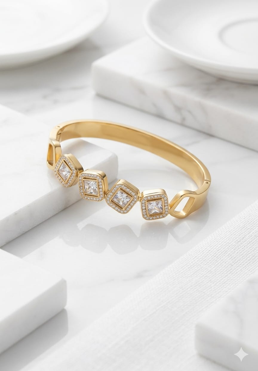 White Square Stone Hand Cuff