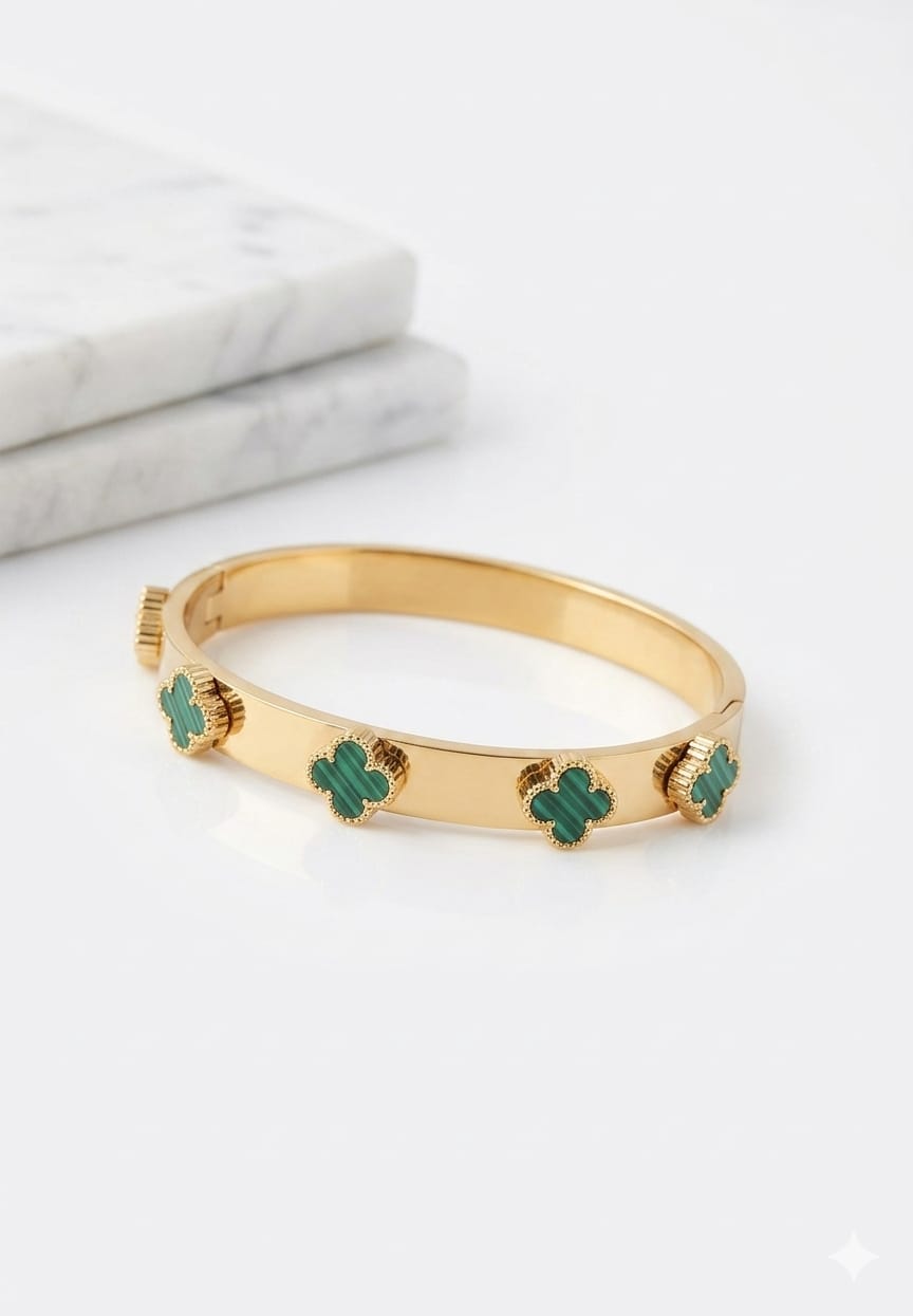 Green Clover Charm Cuff