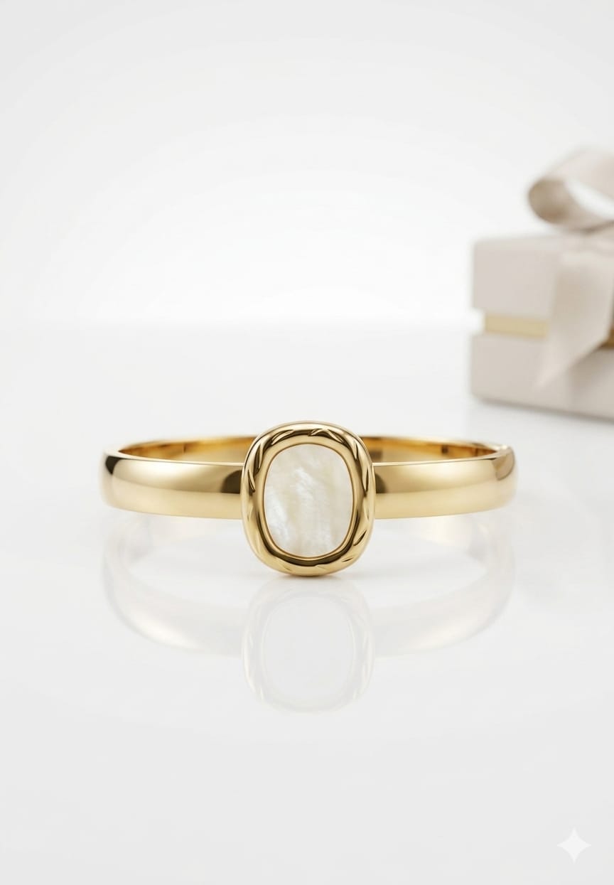 Gold-Tone Oval Mother of Pearl Hand Cuff