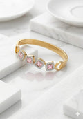 Gold Plated Square Pink Stone Cuff