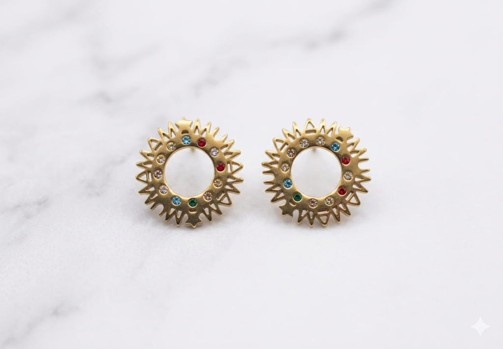 Sunburst Multi-Color Crystal Studs
