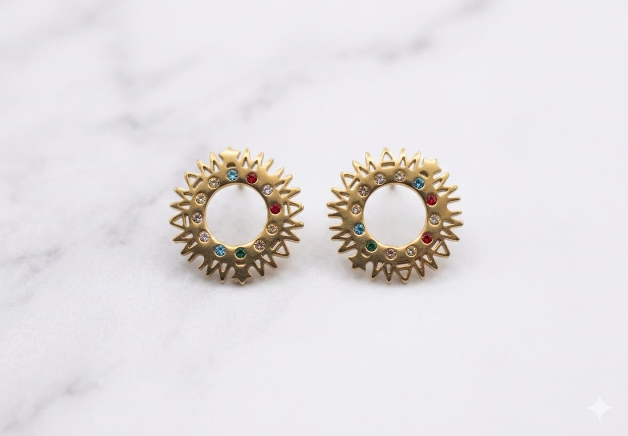 Sunburst Multi-Color Crystal Studs