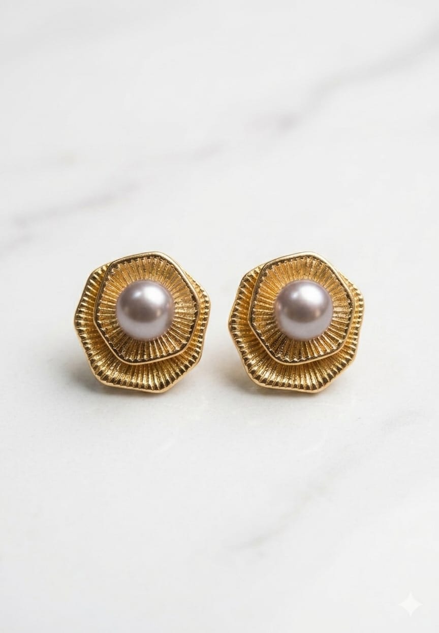 Pearl Fluted Petal Studs