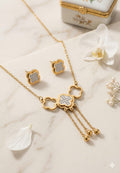 Clover Charm Necklace and Stud Set