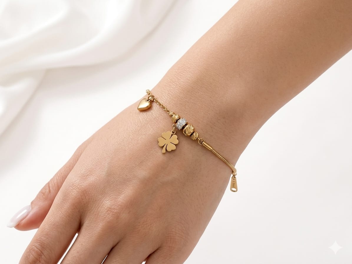 Petal and Heart Charm Bracelet