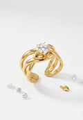 Interwoven Solitaire Statement Ring