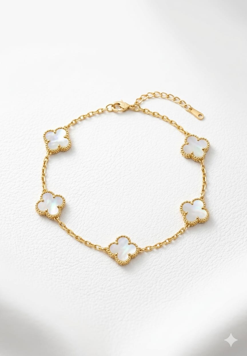 White Clover Charm Bracelet