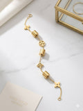 Floral Charm & Textured Bead Bracelet