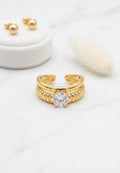 Ribbed Band Solitaire Ring