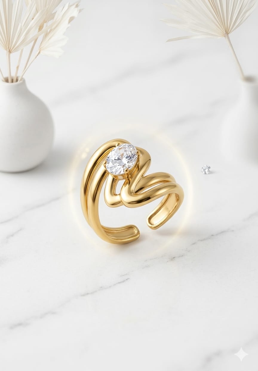 Sculptural Swirl Statement Ring