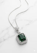 Emerald-Cut Halo Pendant