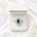 Emerald-Cut Halo Statement Ring