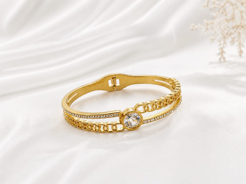 Golden Crystal Lock Chain Bracelet