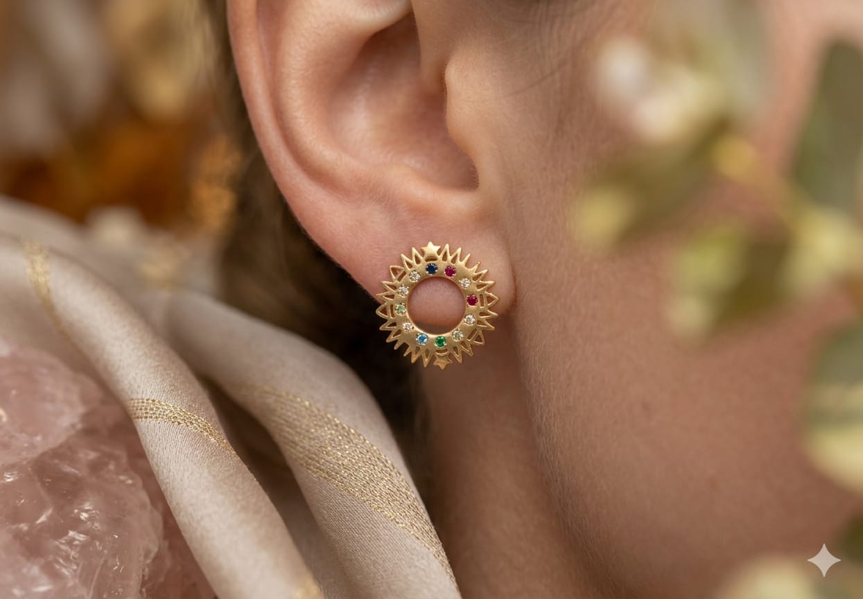 Sunburst Multi-Color Crystal Studs
