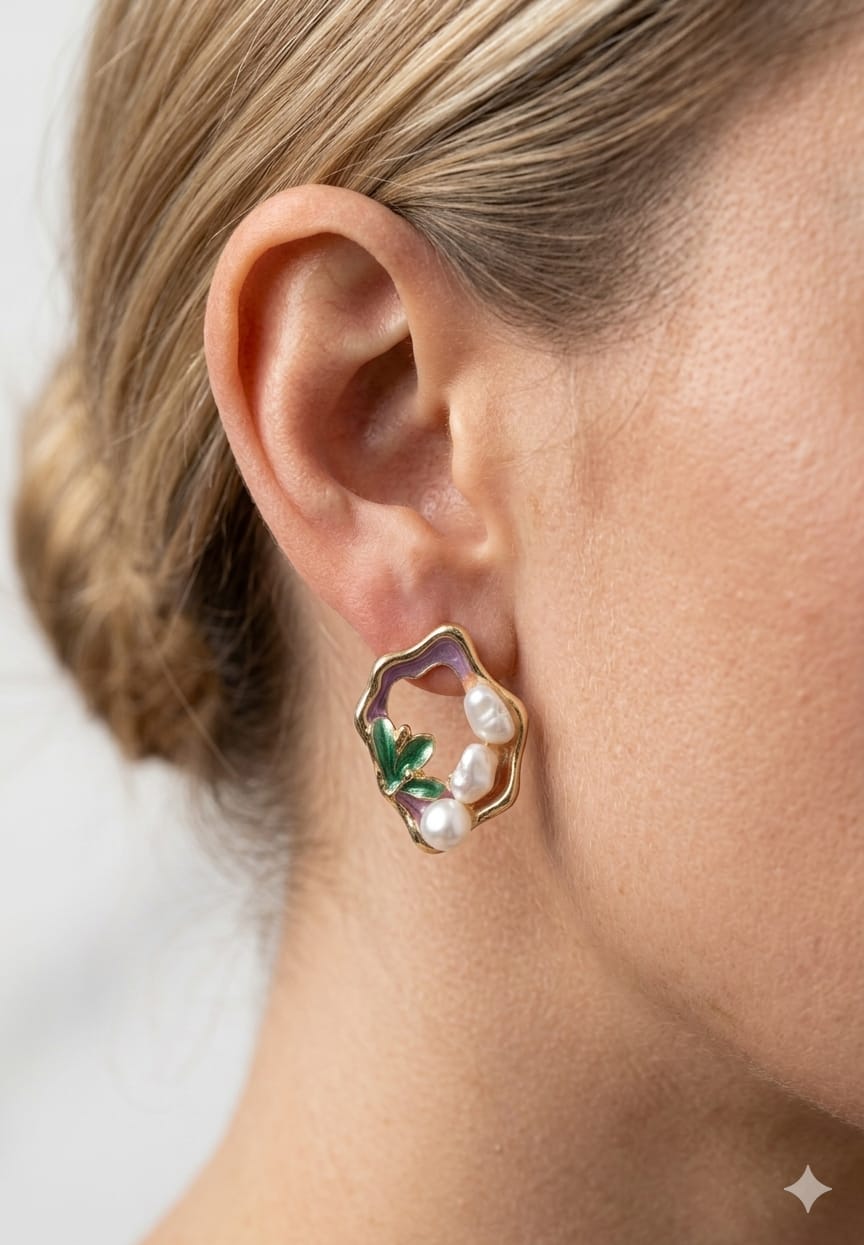 Pearl and Leaf Studs