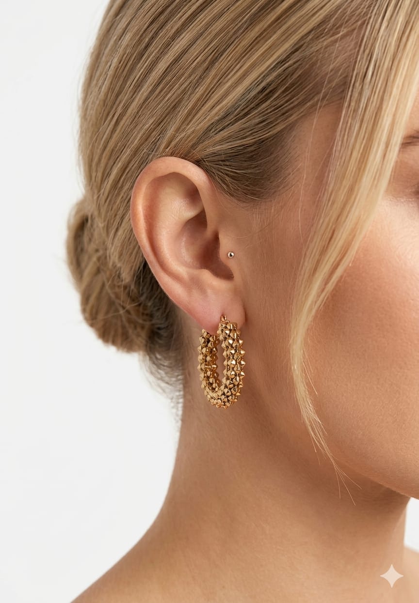 Textured 18k Gold-Plated Hoops