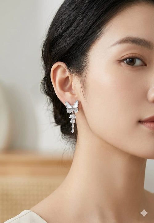 Butterfly Tassel Drop Earrings
