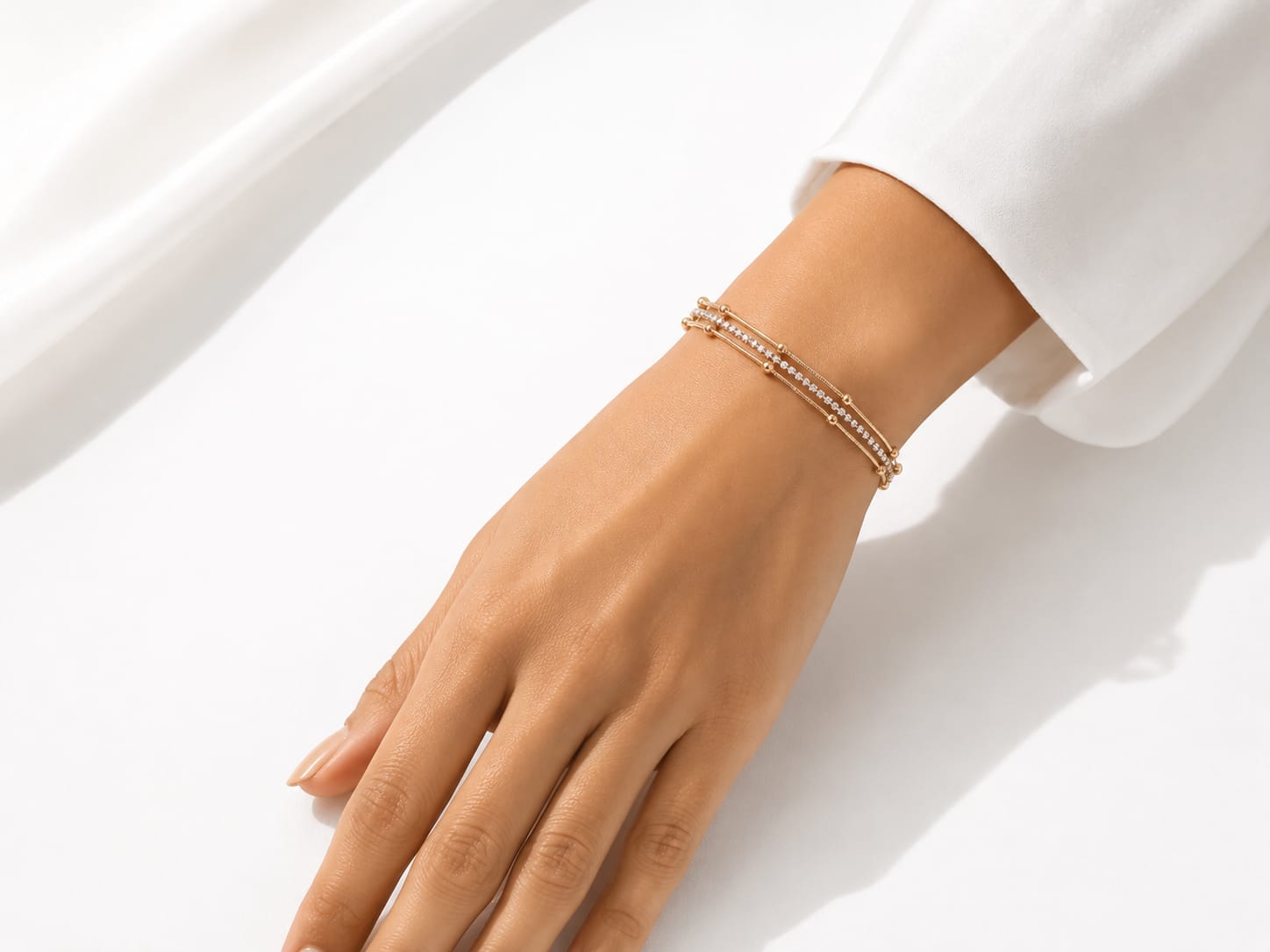 Multi-Layered Crystal Bead and zircon stone Bracelet