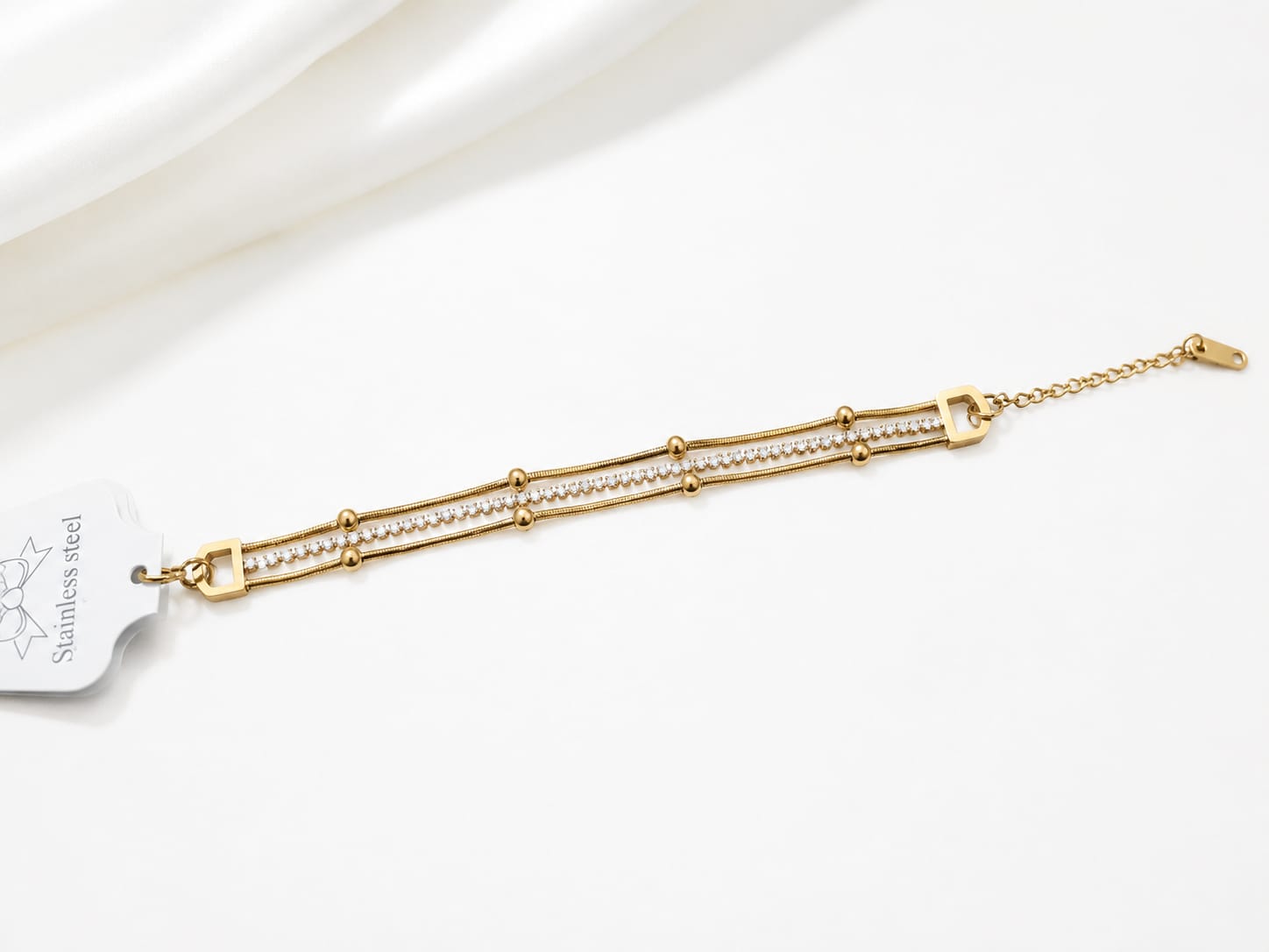 Multi-Layered Crystal Bead and zircon stone Bracelet