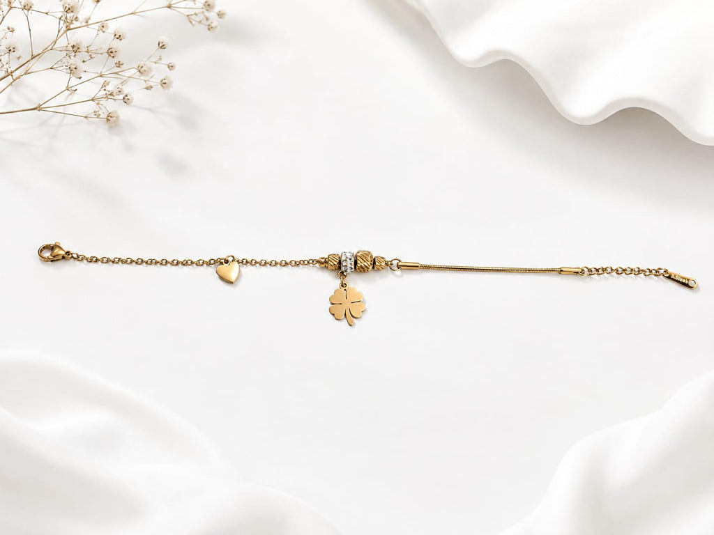 Petal and Heart Charm Bracelet