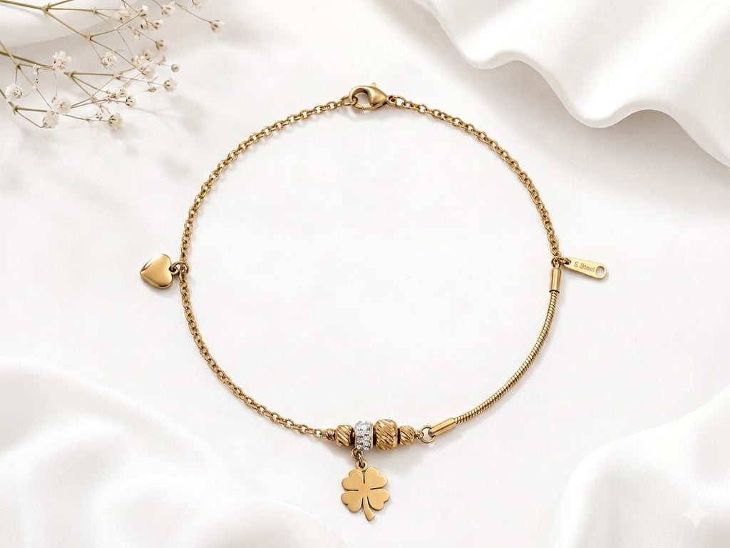 Petal and Heart Charm Bracelet