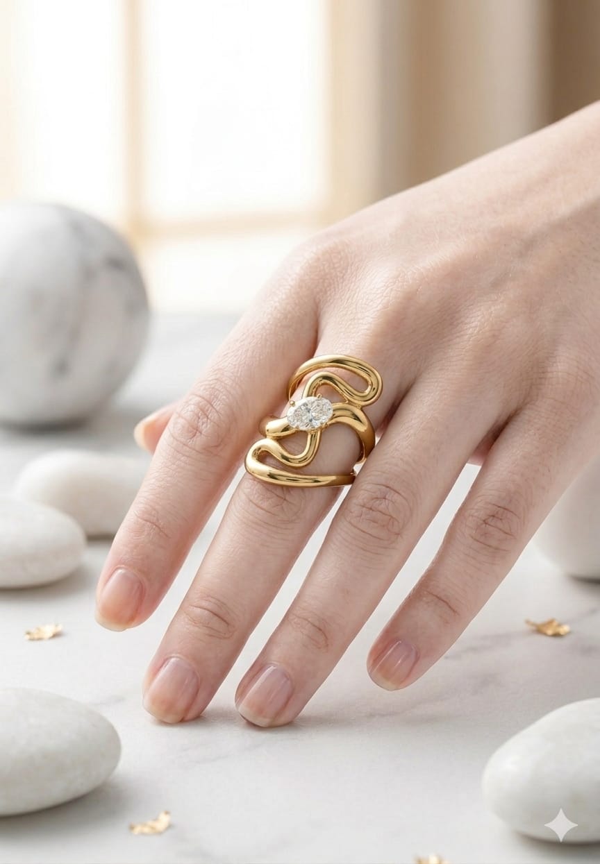 Abstract Swirl Statement Ring