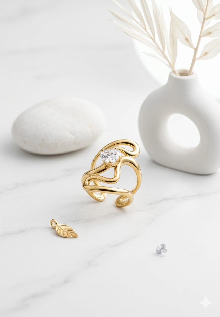Abstract Swirl Statement Ring