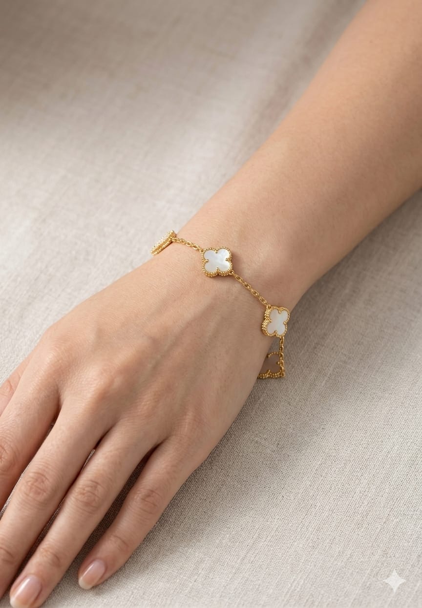 White Clover Charm Bracelet