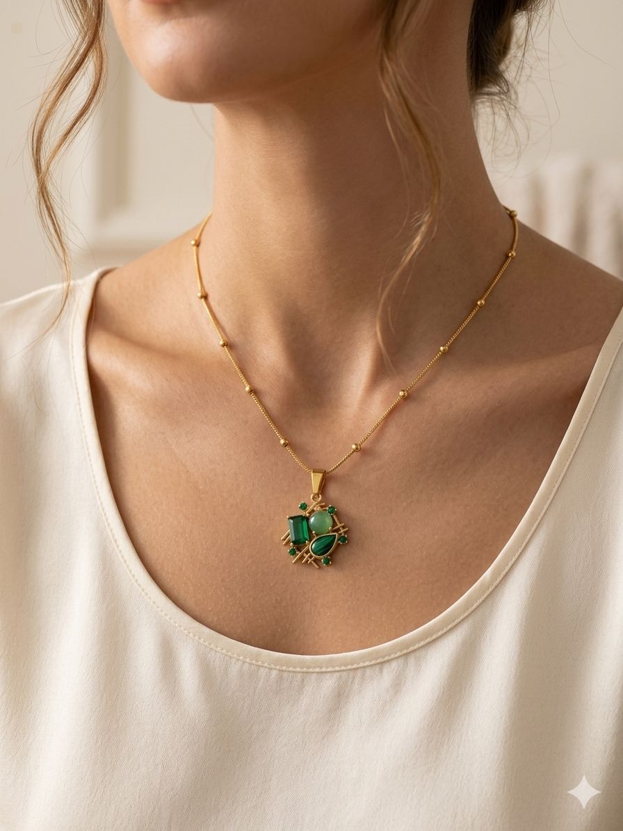 Gemstone Abstract Statement Pendant