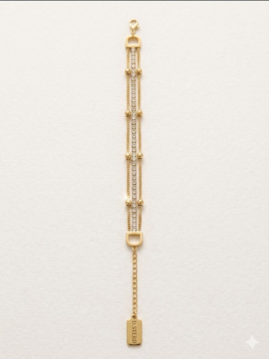 Multi-Layered Crystal Bead and zircon stone Bracelet