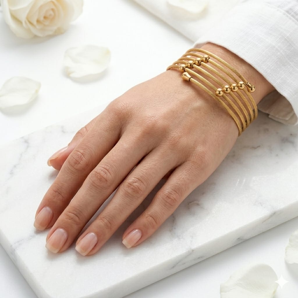 Golden Multi-Layer Beaded Cuff