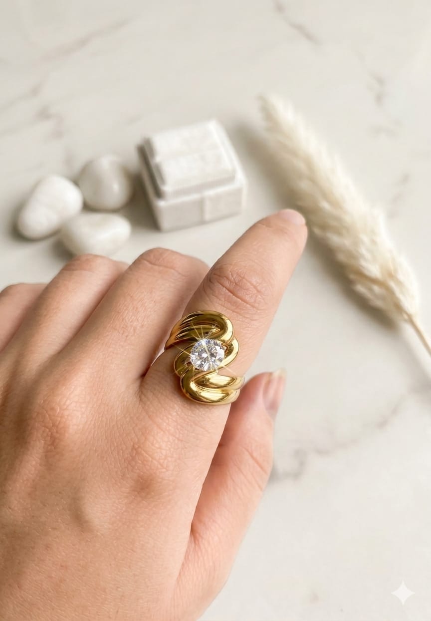 Sculptural Swirl Statement Ring