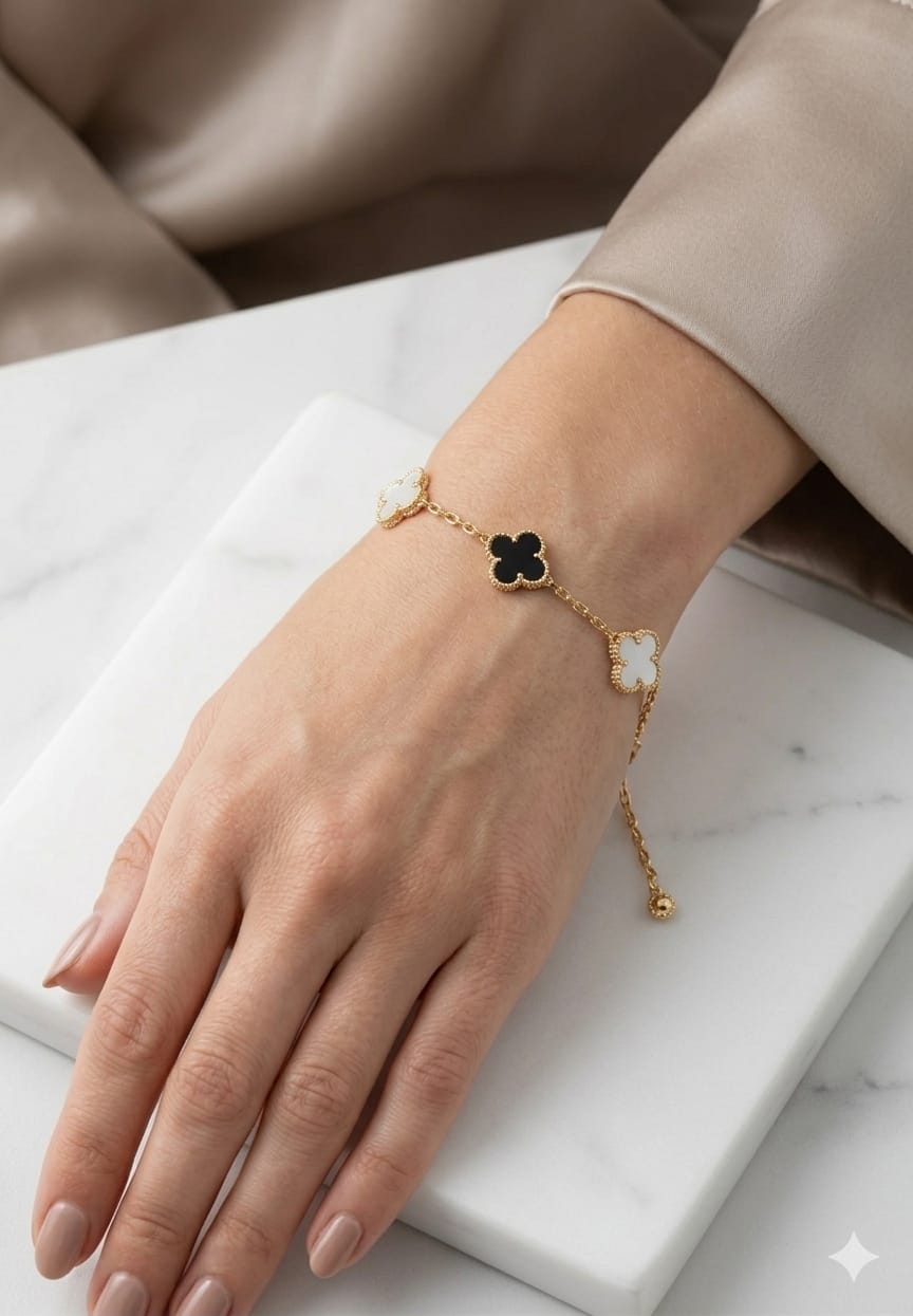 Black & White Clover Bracelet