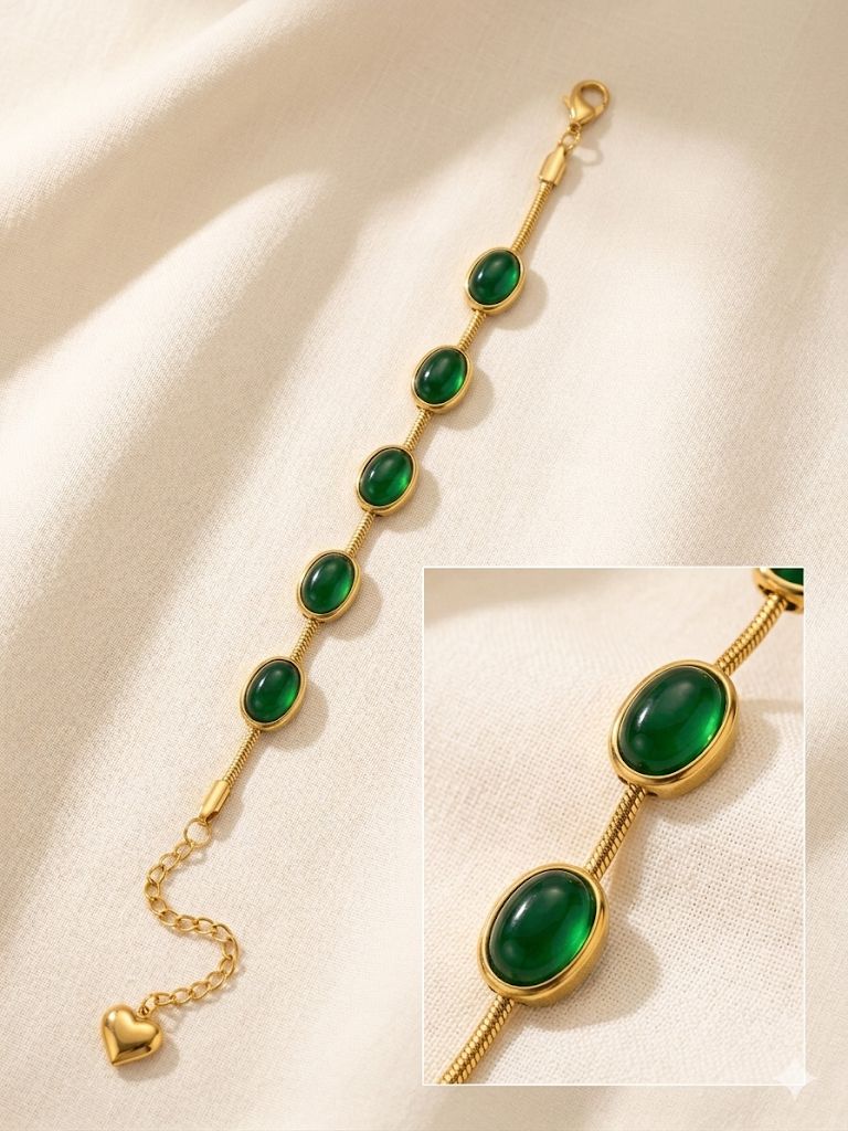 Emerald Snake Chain Bracelete