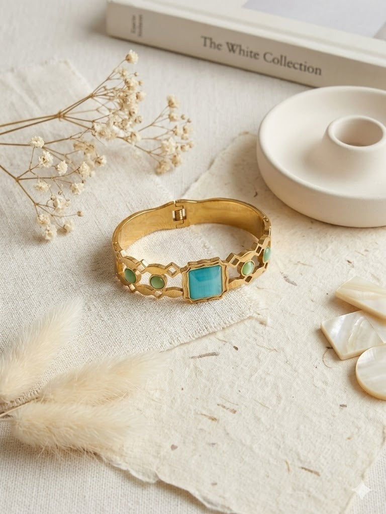 Gold Plated Turquoise Stone Cuff