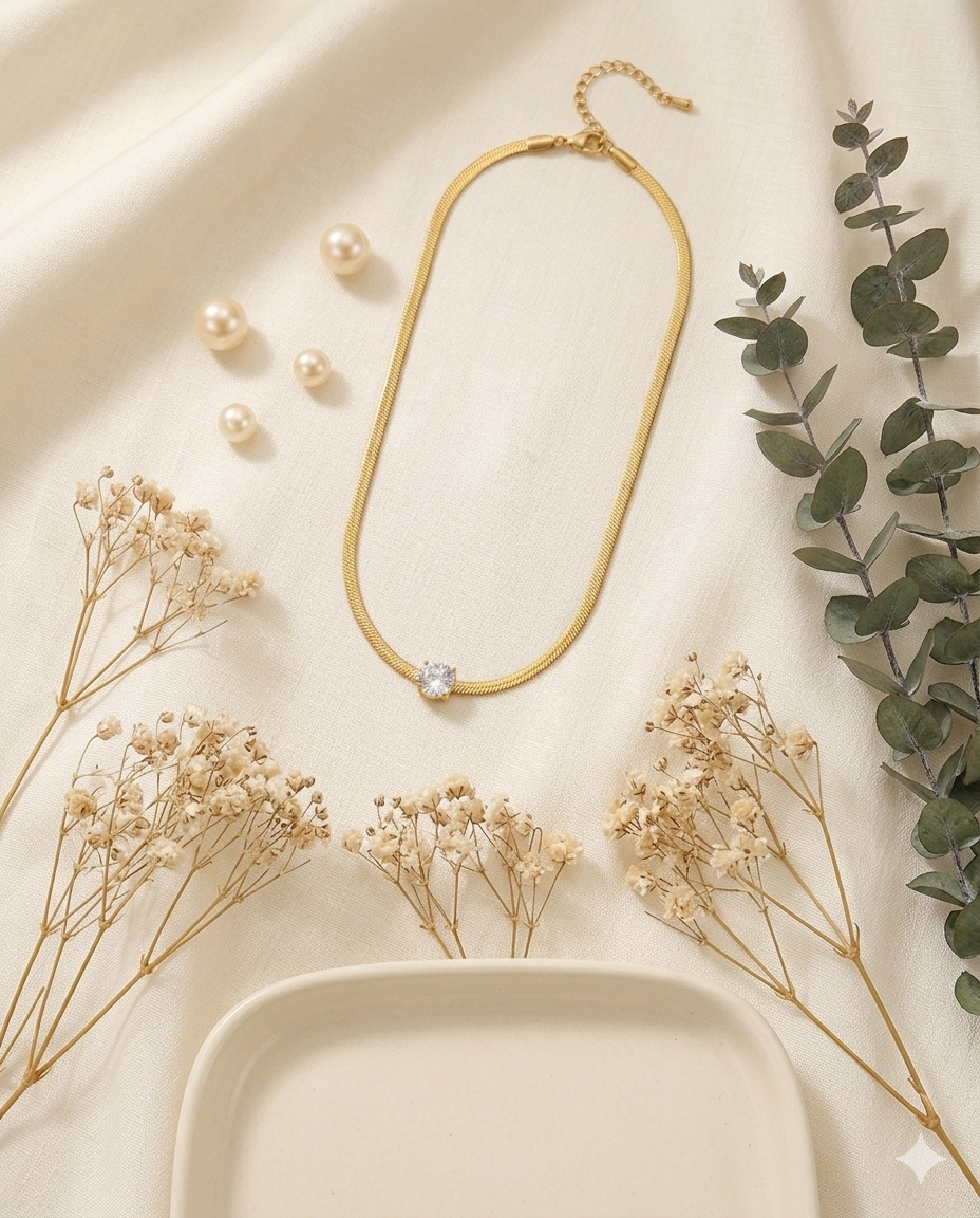 White Zircon Stone Necklace