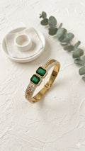 Emerald Zircon Stones Gold plated Hand Cuff