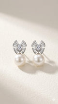 Silver Bow & Pearl Drop Studs