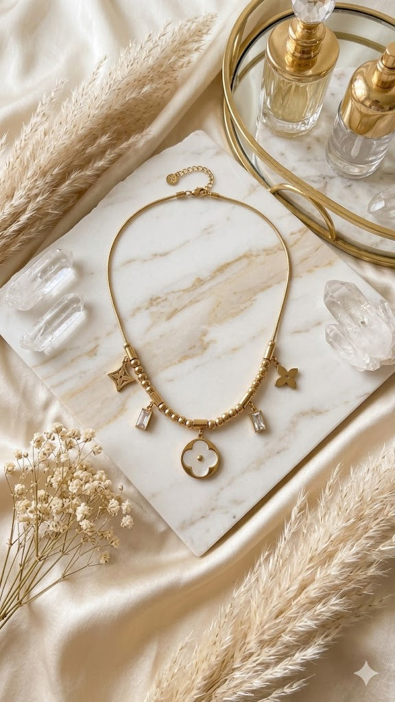 Celestial Clover Charm Necklace