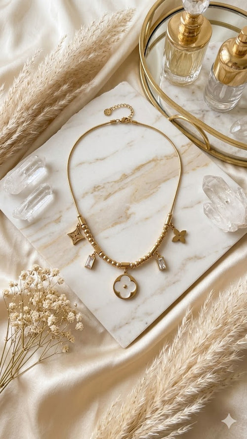Celestial Clover Charm Necklace