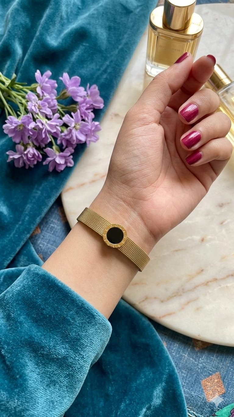 18k Gold Mesh Band Bracelete