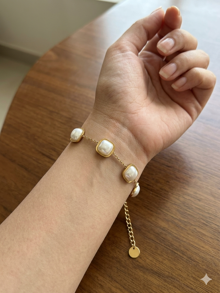 White Square Stone Bracelete